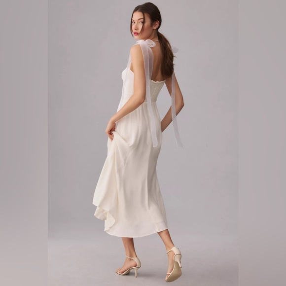 NEW Reformation Kairo Midi Dress Organza Straps Ivory Bridal | size 4 - Picture 8 of 16